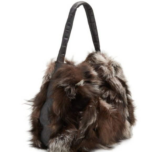 Luxury Backpack Silver Fox Fur Backpack Handmade Backpack Real Fur Shoulder Bag Fur Backpack Real Fox Fur Bag